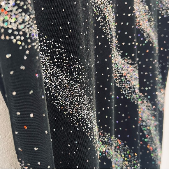 Vintage 1990s 1980s Black Rainbow Glitter Shirt XL - Picture 3 of 14